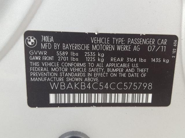 2012 BMW 740 LI WBAKB4C54CC575798
