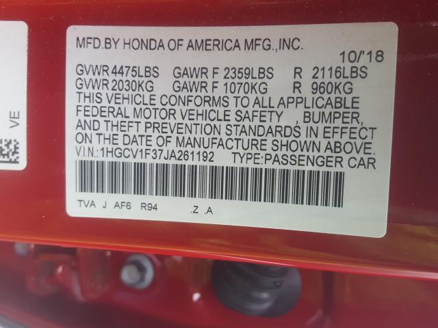 2018 HONDA ACCORD SPO 1HGCV1F37JA261192