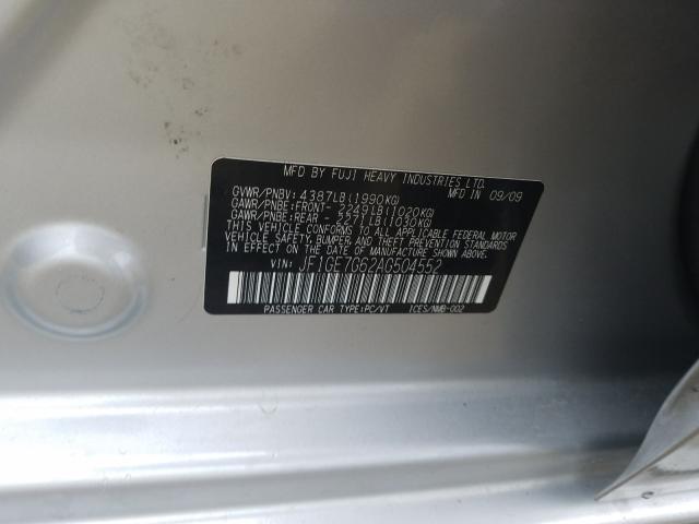 2010 SUBARU IMPREZA WR JF1GE7G62AG504552