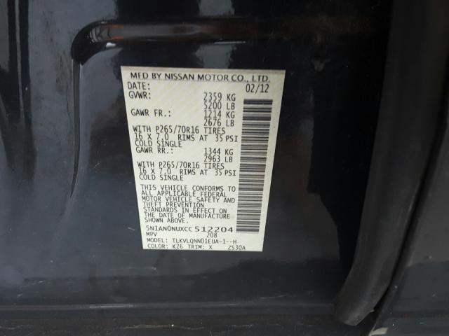 2012 NISSAN XTERRA OFF 5N1AN0NUXCC512204