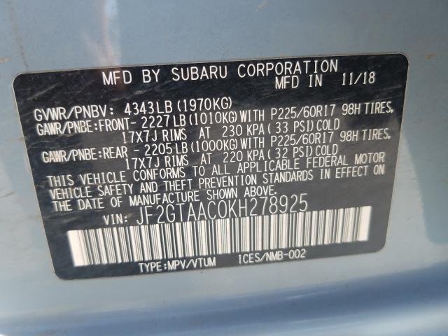 2019 SUBARU CROSSTREK JF2GTAAC0KH278925
