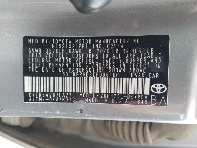 2014 TOYOTA COROLLA EC 5YFBPRHE3EP086166