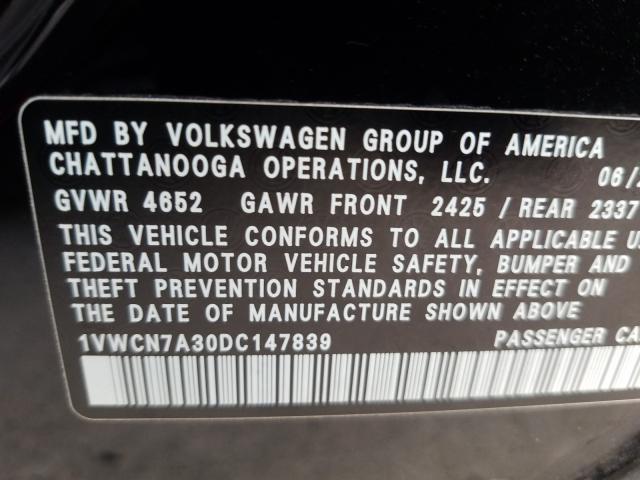 2013 VOLKSWAGEN PASSAT SEL 1VWCN7A30DC147839