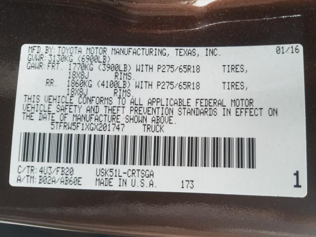 2016 TOYOTA TUNDRA DOU 5TFRW5F1XGX201747