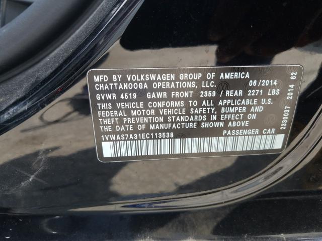 2014 VOLKSWAGEN PASSAT S 1VWAS7A31EC113538