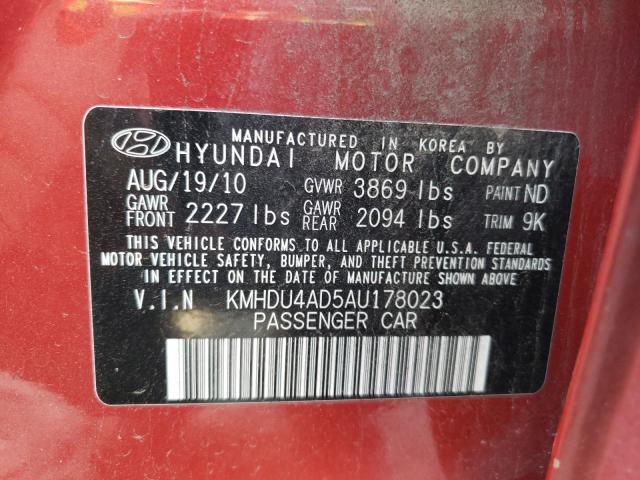 2010 HYUNDAI ELANTRA BL KMHDU4AD5AU178023