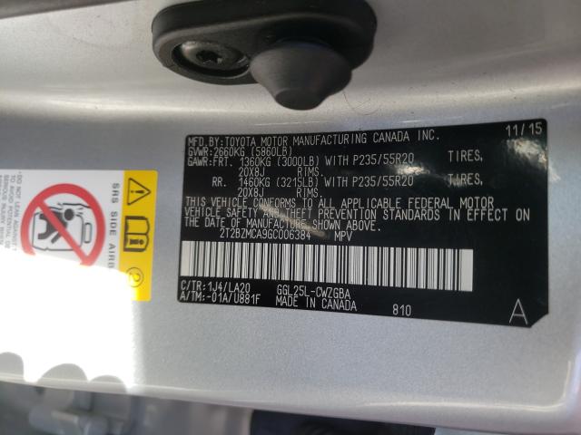 2016 LEXUS RX 350 BAS 2T2BZMCA9GC006384