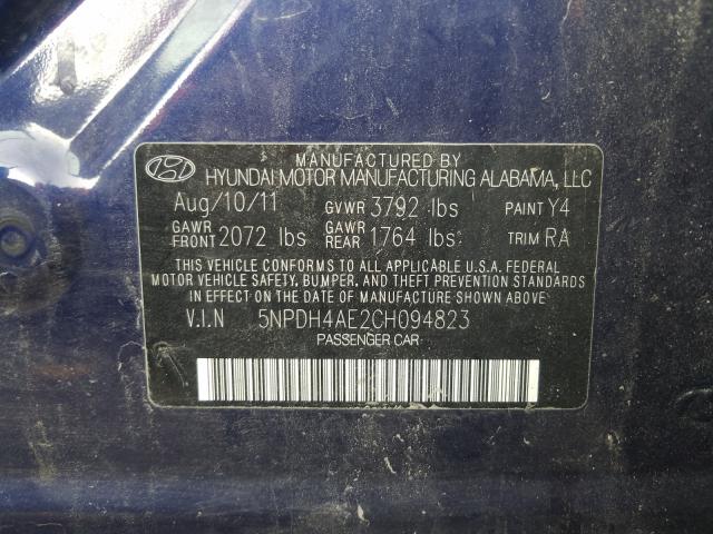 2012 HYUNDAI ELANTRA GL 5NPDH4AE2CH094823