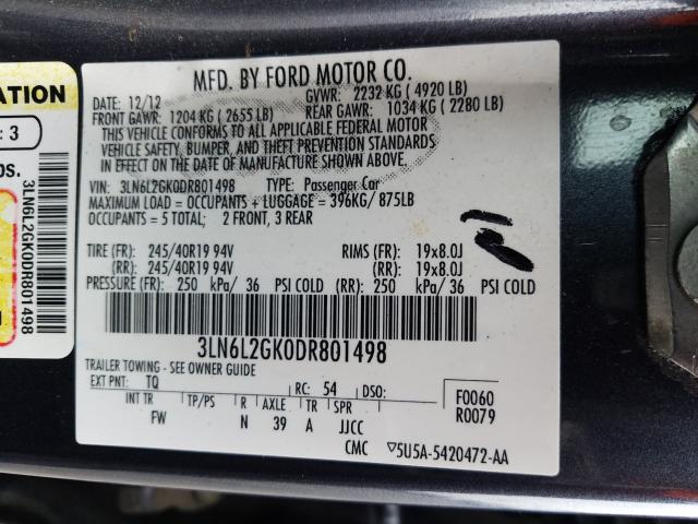 2013 LINCOLN MKZ 3LN6L2GK0DR801498