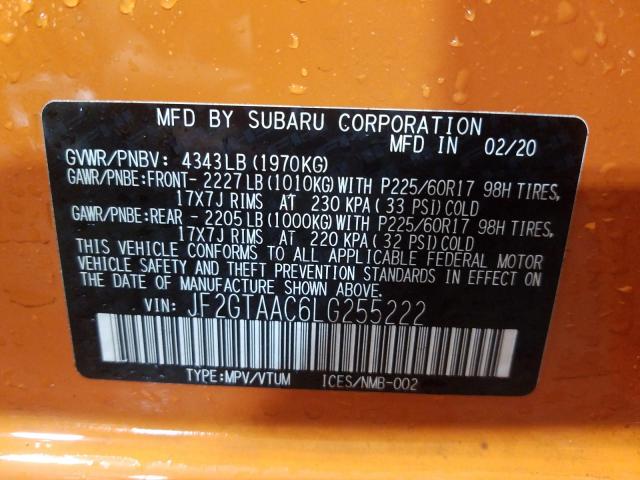 2020 SUBARU CROSSTREK JF2GTAAC6LG255222