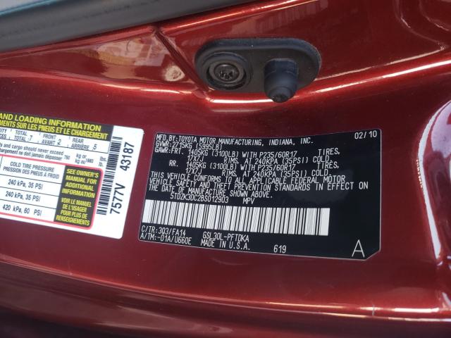 2011 TOYOTA SIENNA 5TDZK3DC2BS012903