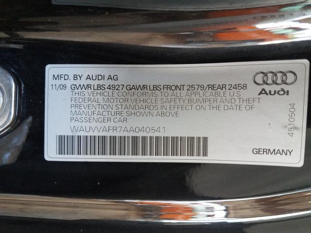 2010 AUDI S5 QUATTRO WAUVVAFR7AA040541