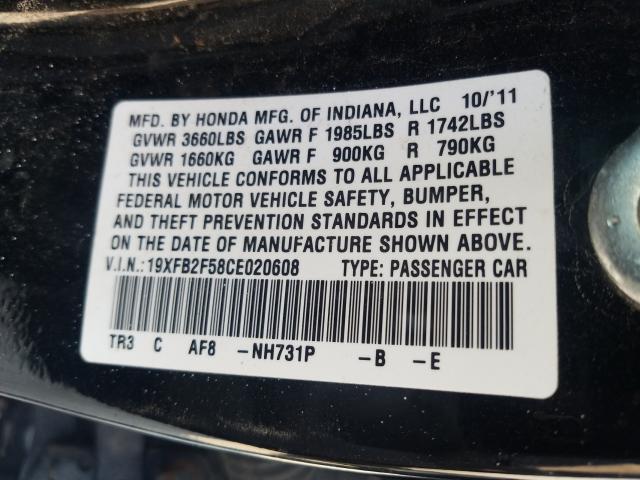 2012 HONDA CIVIC LX 19XFB2F58CE020608