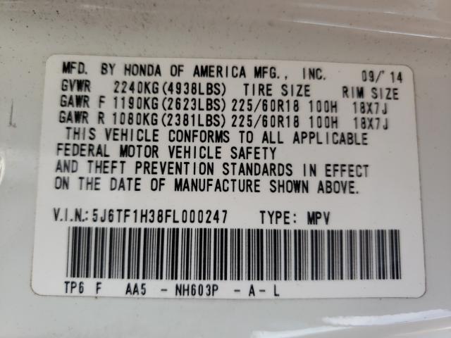 2015 HONDA CROSSTOUR 5J6TF1H38FL000247