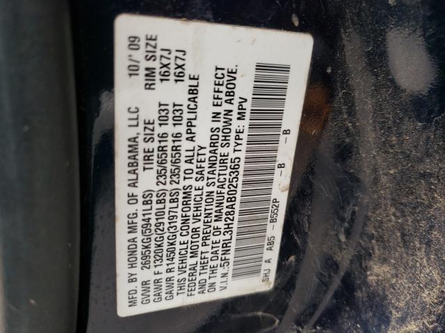 2010 HONDA ODYSSEY LX 2HKYF18576H538925