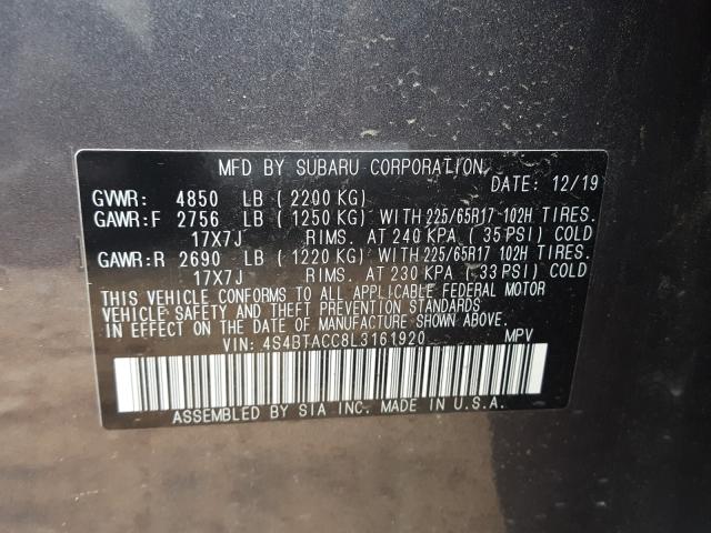 2020 SUBARU OUTBACK PR 4S4BTACC8L3161920