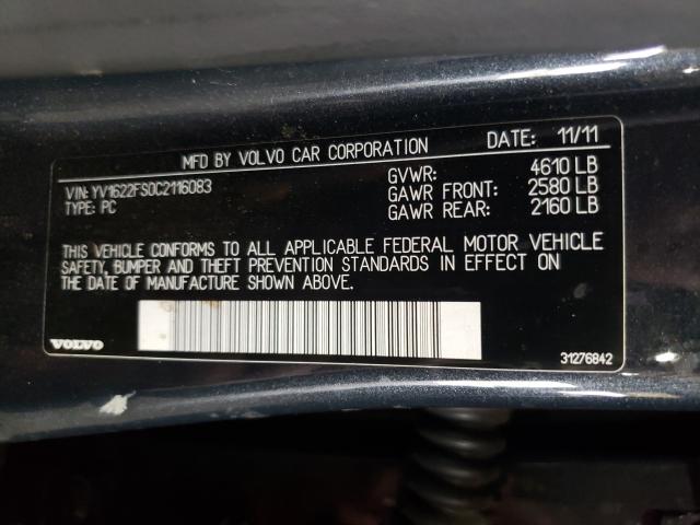 2012 VOLVO S60 T5 YV1622FS0C2116083