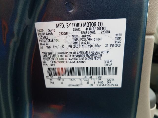 2010 FORD ESCAPE XLS 1FMCU0C75AKD43561