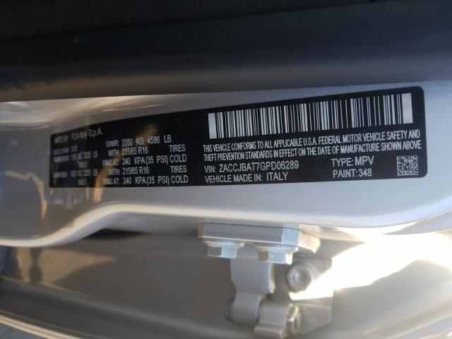 2016 JEEP RENEGADE S ZACCJBAT7GPD06289