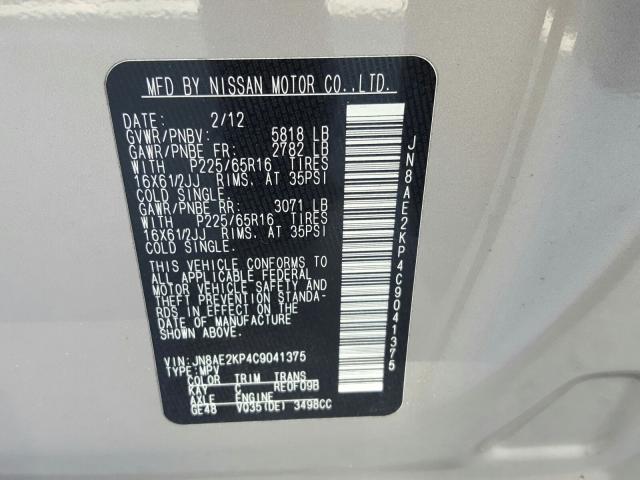 2012 NISSAN QUEST S JN8AE2KP4C9041375