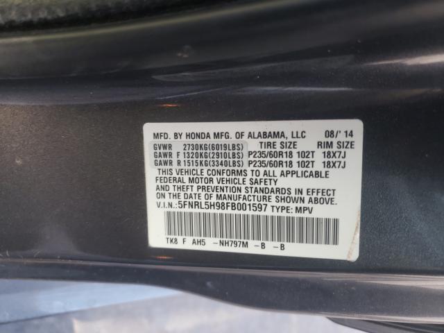 2015 HONDA ODYSSEY TO 5FNRL5H98FB001597