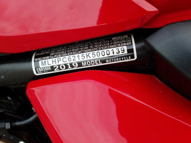 2019 HONDA CBR500 R MLHPC6215K5000139