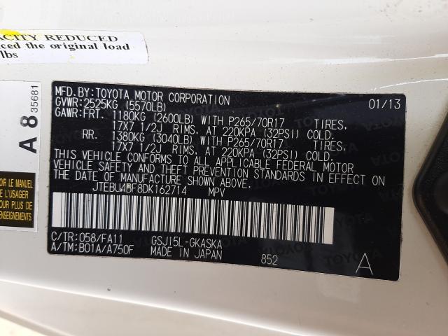 2013 TOYOTA FJ CRUISER JTEBU4BF8DK162714