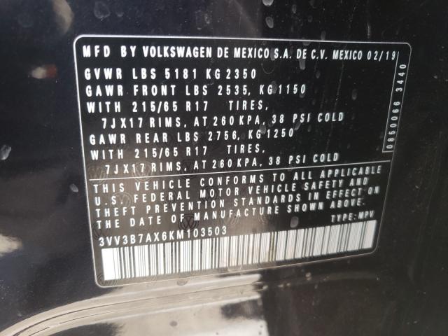 2019 VOLKSWAGEN TIGUAN SE 3VV3B7AX6KM103503