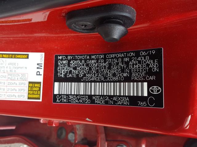 2020 TOYOTA COROLLA SE JTDS4RCE9LJ028810