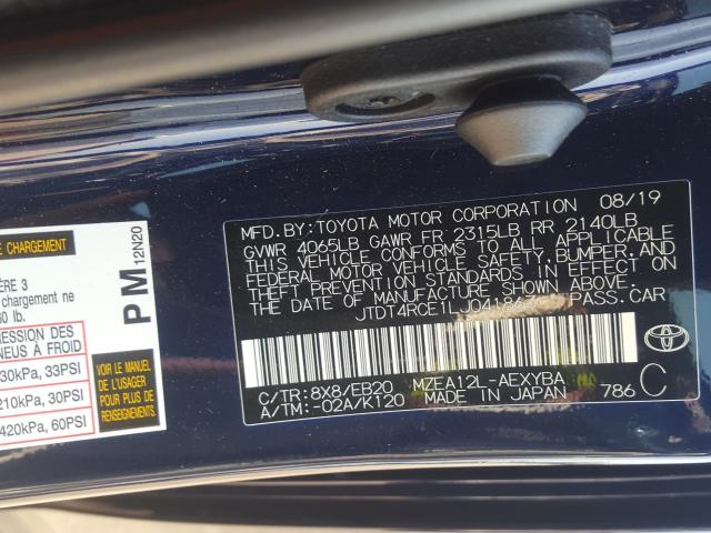 2020 TOYOTA COROLLA XS JTDT4RCE1LJ041863