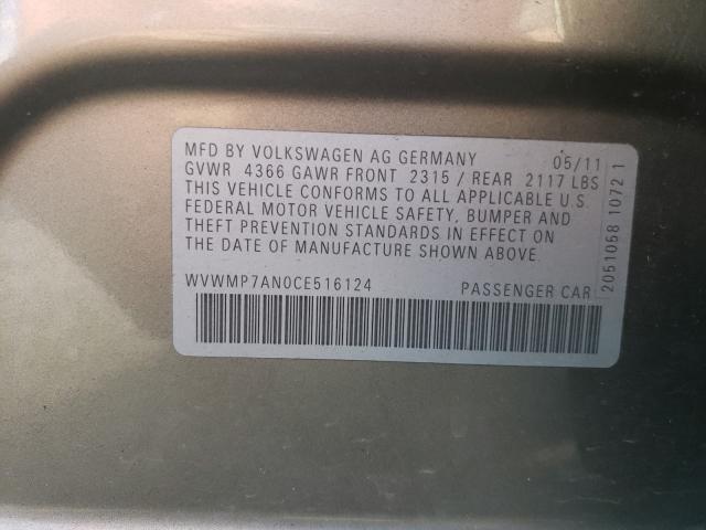 2012 VOLKSWAGEN CC SPORT WVWMP7AN0CE516124