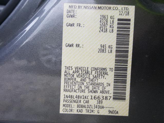 2019 NISSAN ALTIMA S 1N4BL4BV1KC166387