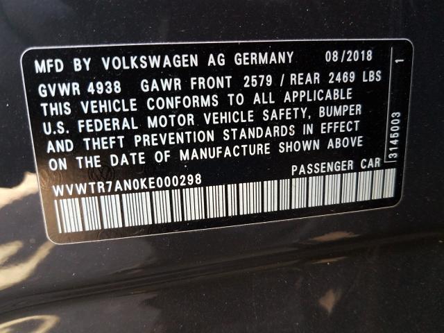2019 VOLKSWAGEN ARTEON SEL WVWTR7AN0KE000298