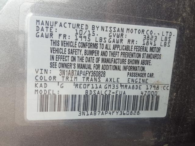 2015 NISSAN SENTRA S 3N1AB7AP4FY360828