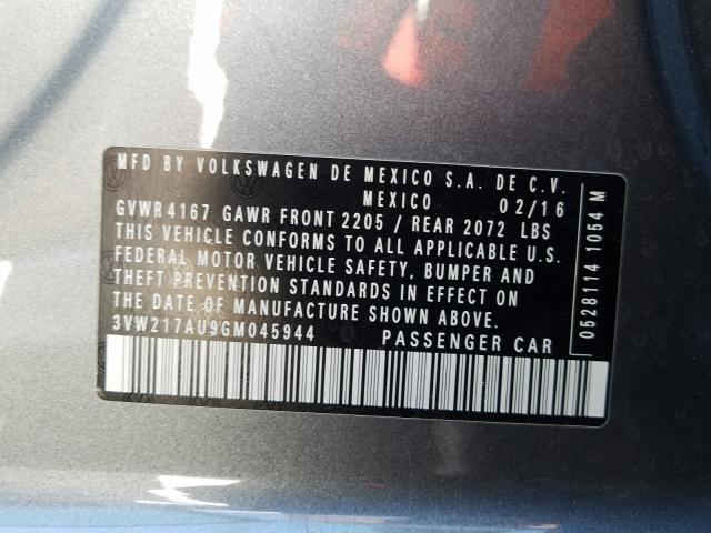 2016 VOLKSWAGEN GOLF S/SE 3VW217AU9GM045944