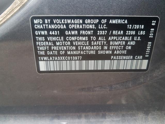 1VWLA7A3XKC013977 Volkswagen Passat 2019. Фото: 9