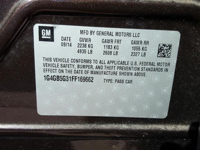 2015 BUICK LACROSSE 1G4GB5G31FF169662