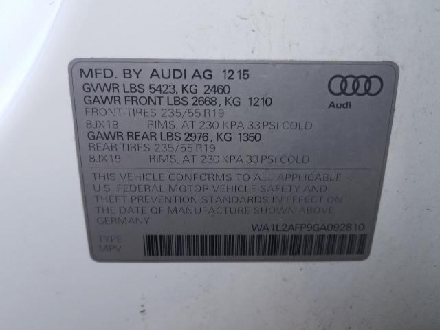 2016 AUDI Q5 PREMIUM WA1L2AFP9GA092810