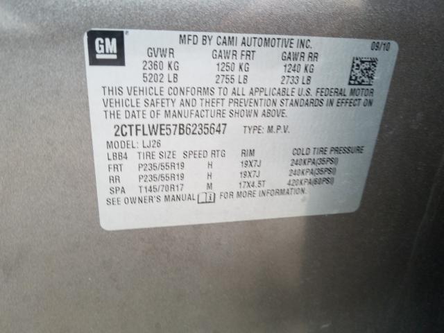 2011 GMC TERRAIN SL 2CTFLWE57B6235647