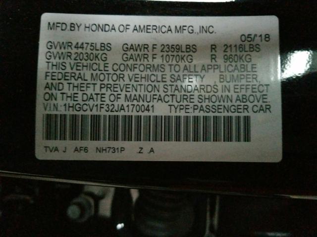 2018 HONDA ACCORD SPO 1HGCV1F32JA170041