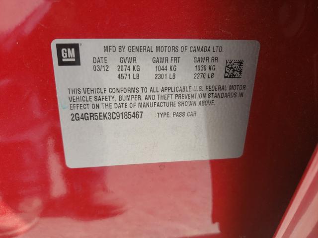 2012 BUICK REGAL 2G4GR5EK3C9185467