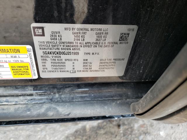 2016 BUICK ENCLAVE 5GAKVCKD0GJ251909