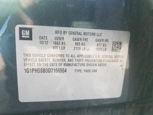 2013 CHEVROLET CRUZE ECO 1G1PH5SB3D7166554