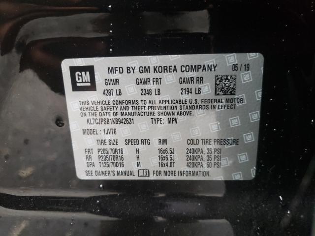 2019 CHEVROLET TRAX 1LT KL7CJPSB1KB942631
