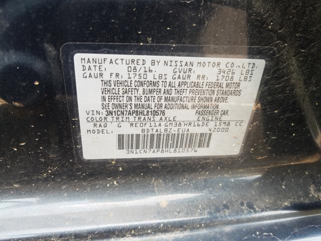 2017 NISSAN VERSA S 3N1CN7AP8HL810576