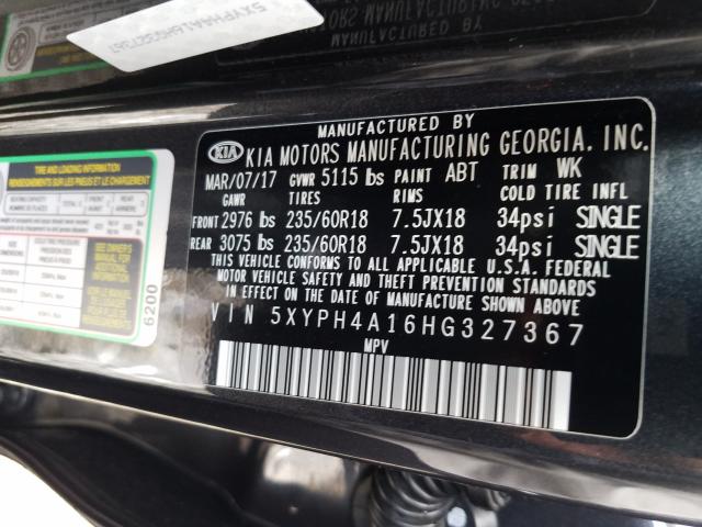 2017 KIA SORENTO EX 5XYPH4A16HG327367