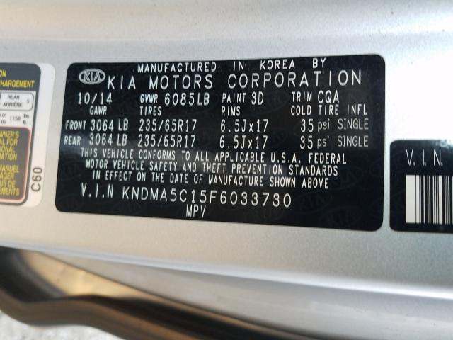 2015 KIA SEDONA L KNDMA5C15F6033730