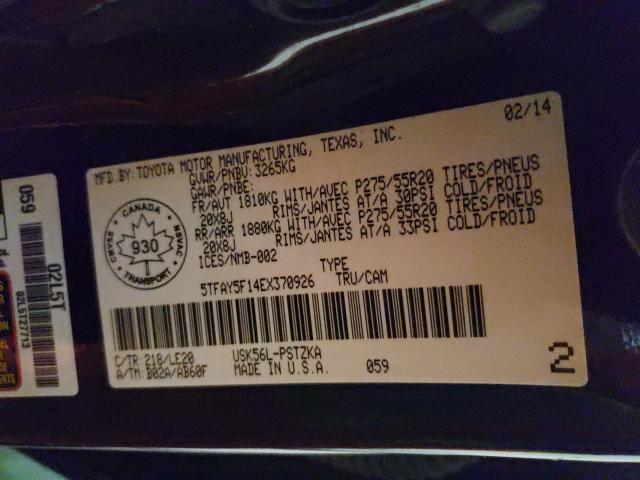 2014 TOYOTA TUNDRA CRE 5TFAY5F14EX370926
