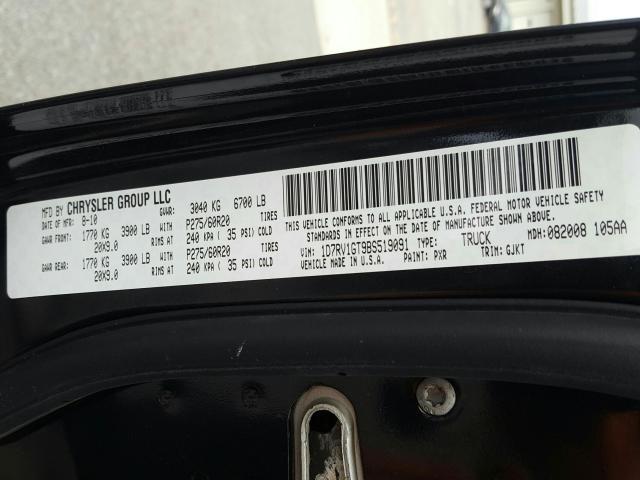 2011 DODGE RAM 1500 1D7RV1GT9BS519091