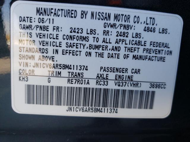 2011 INFINITI G37 JN1CV6AR5BM411374